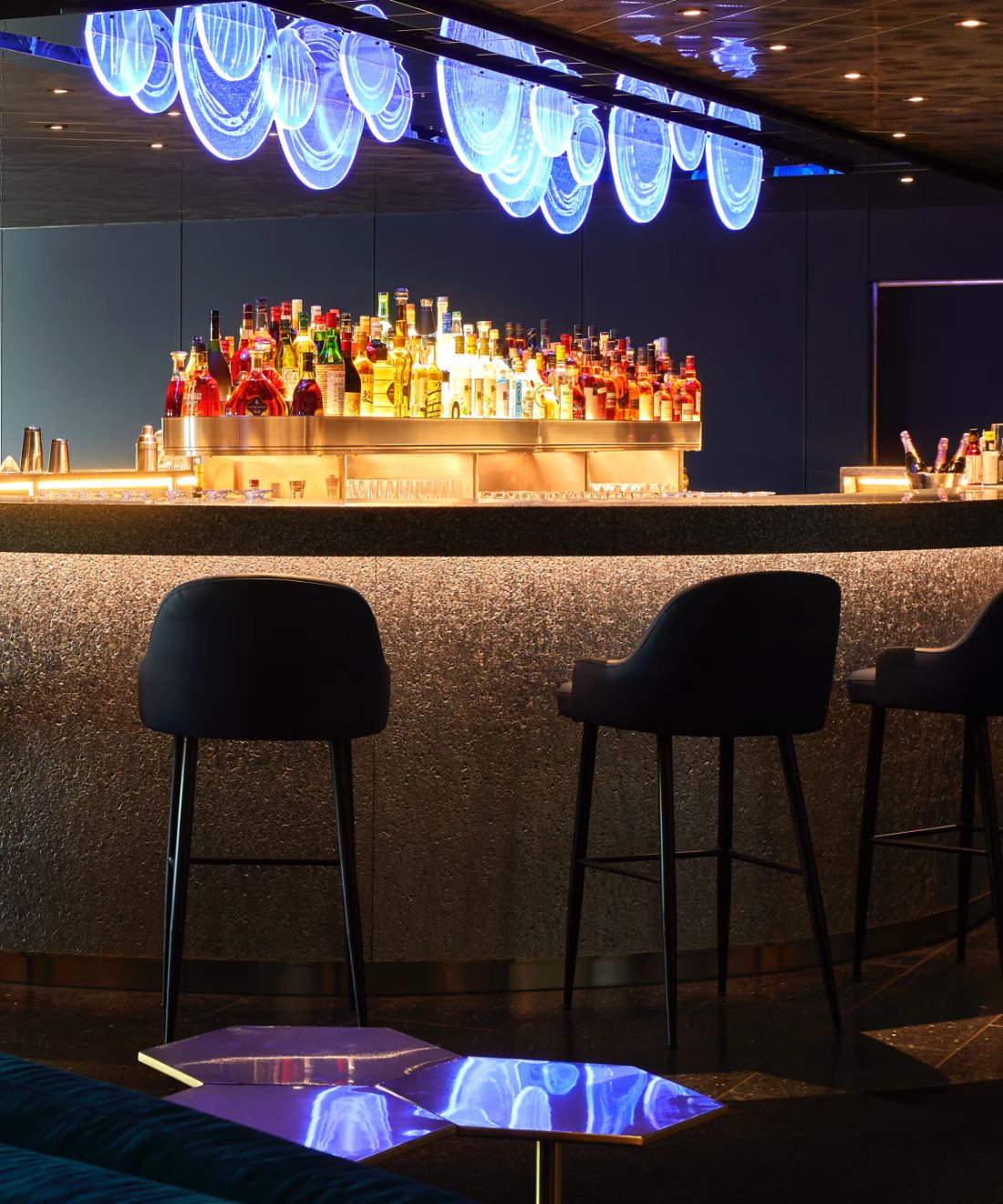 Bar and lounge seating onboard
